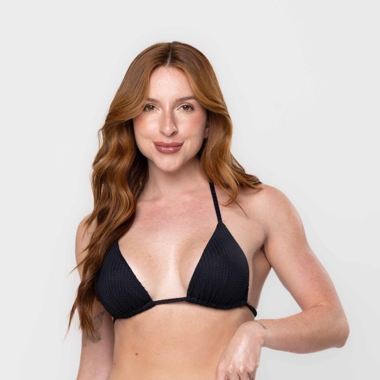 Top Biquini Cortininha Star Preto
