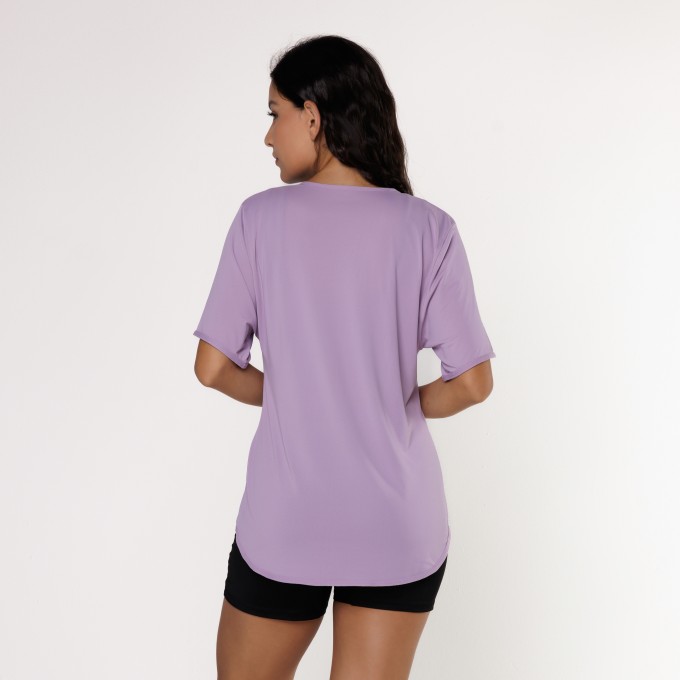 Blusa Manga Curta Poliamida Lavanda
