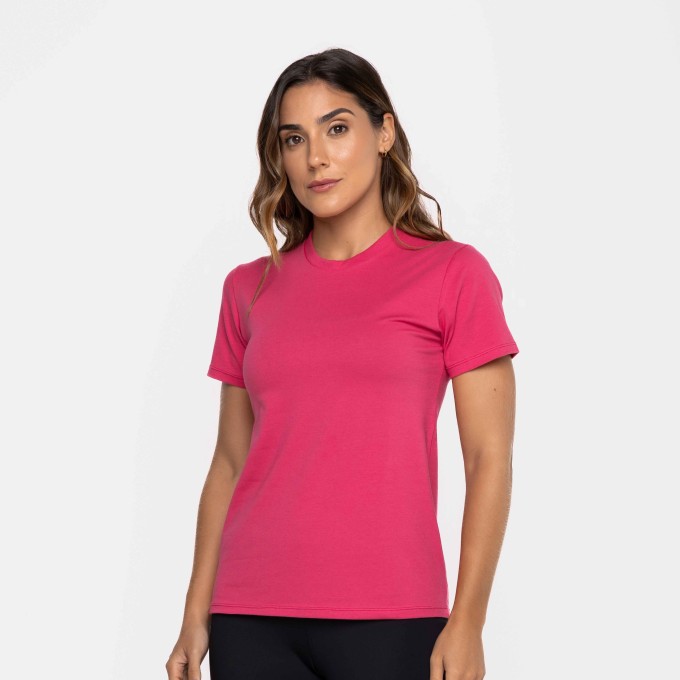 T-Shirt Slim Algodão Pink Doce