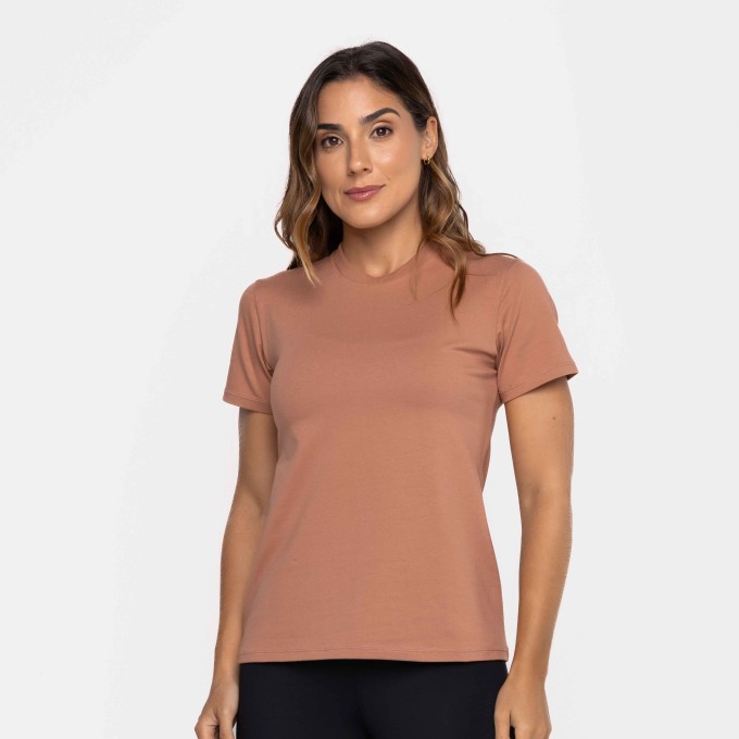 T-Shirt Slim Algodão Ganache Mocha