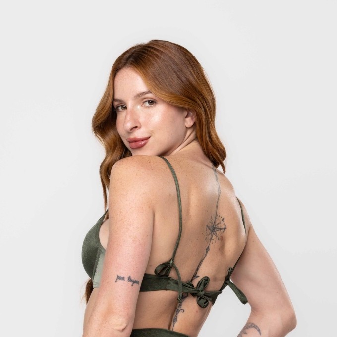 Top Biquini Com Aro Happiness Verde Militar