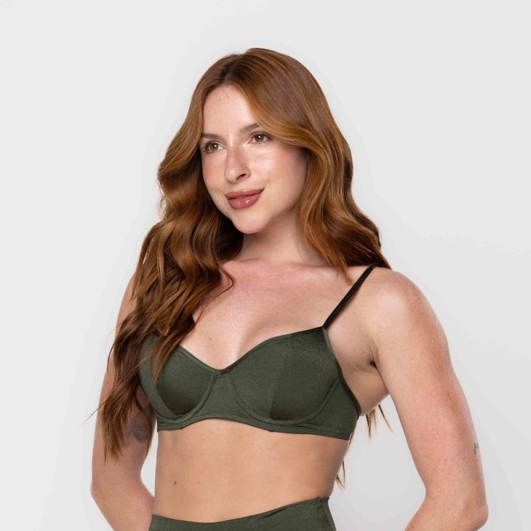 Top Biquini Com Aro Happiness Verde Militar