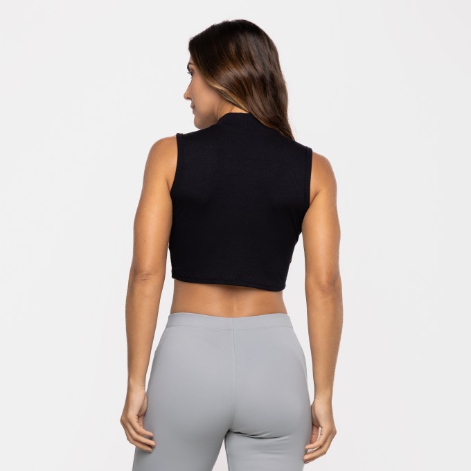 Cropped Golinha Canelada Preto