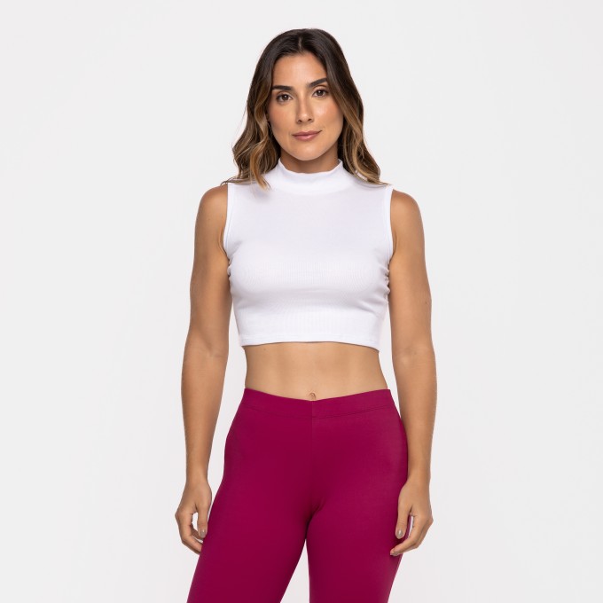 Cropped Golinha Canelada Branca