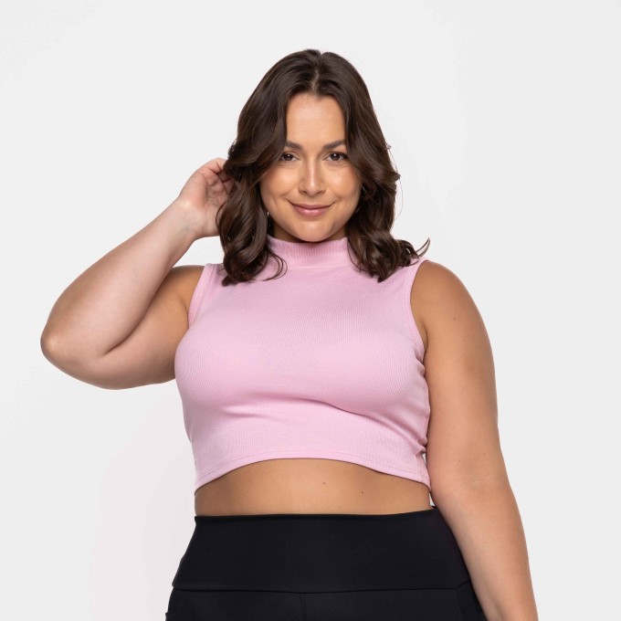 Cropped Golinha Canelada Flamingo