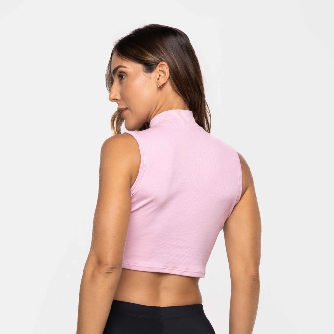 Cropped Golinha Canelada Flamingo