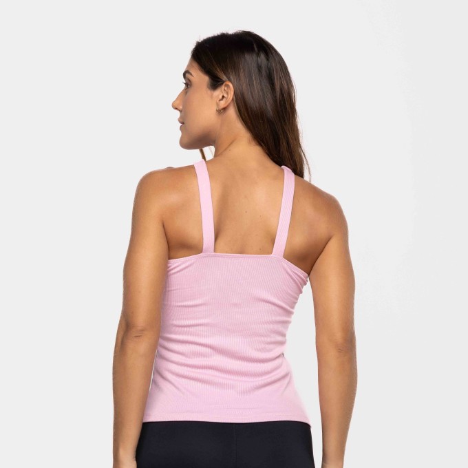 Blusa Decote Alto Canelada Flamingo