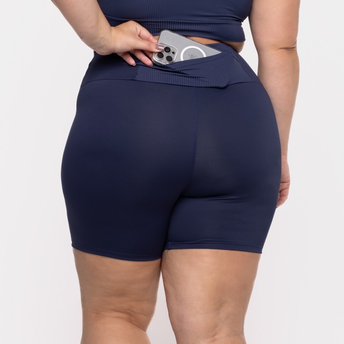 Bermuda Sense Bolso Invisível Marinho Classic