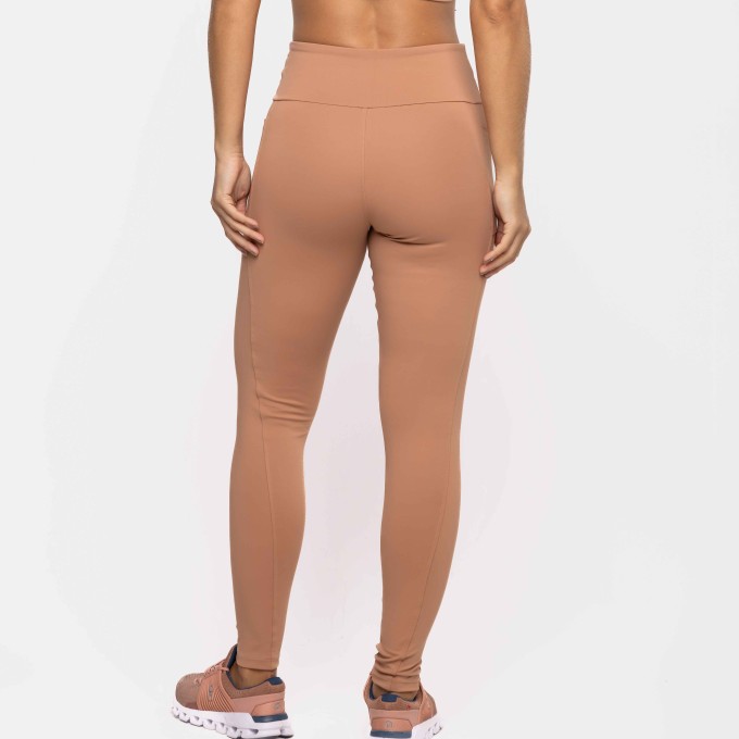 Legging Street com Bolsos Laterais Poliamida Ganache Mocha