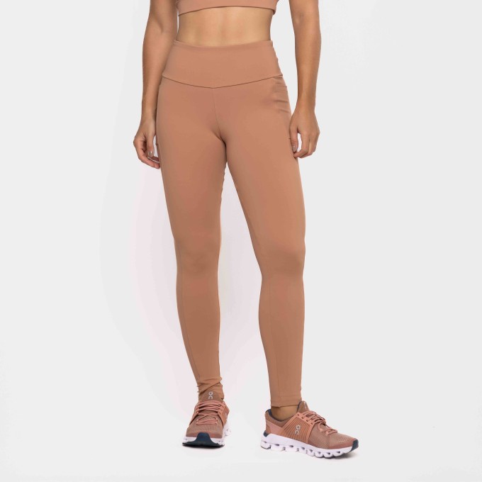Legging Street com Bolsos Laterais Poliamida Ganache Mocha