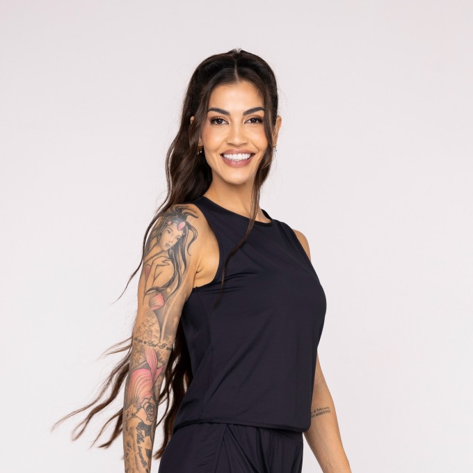 Cropped de Corrida Street Preta