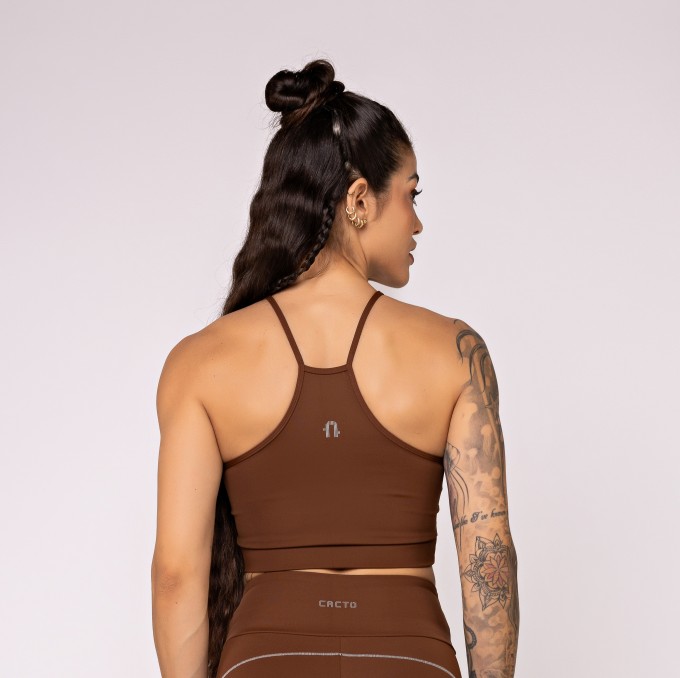 Top Nascente Decote Alto Cacau