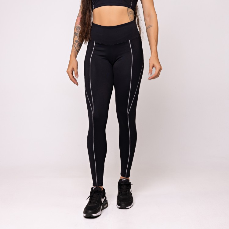 Legging Alvorada Preta com Detalhe Contrastante