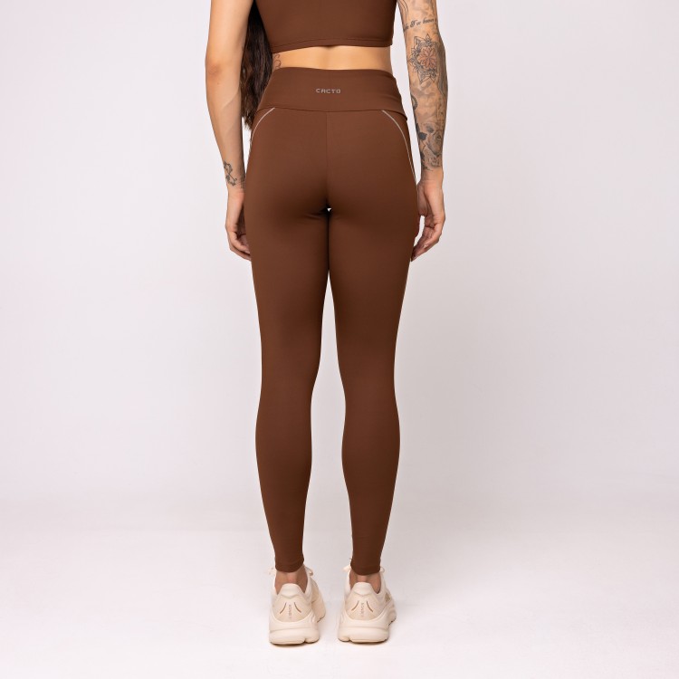 Legging Alvorada Cacau com Detalhe Contrastante