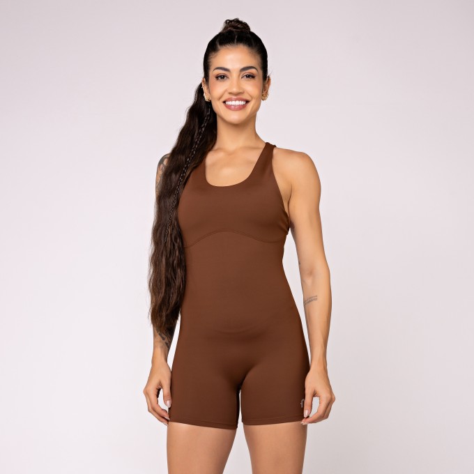 Macaquinho Brisa com Alças Cruzadas Cacau