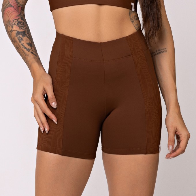 Short Ondas Texturizado Cacau