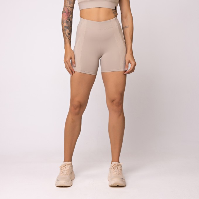 Short Ondas Texturizado Tapioca
