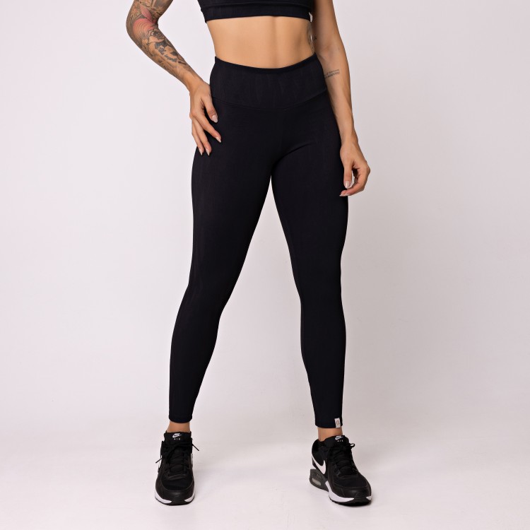 Legging Básica Texturizada Preta