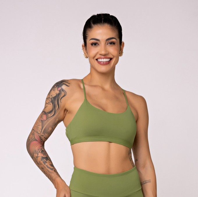 Top Alças Cruzadas Oásis Oliva