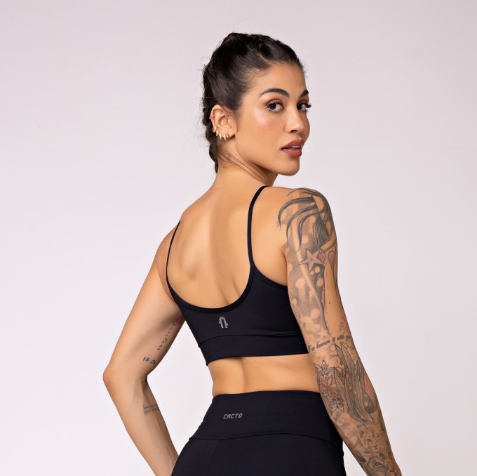 Top Com Alças Finas Dunas Preto