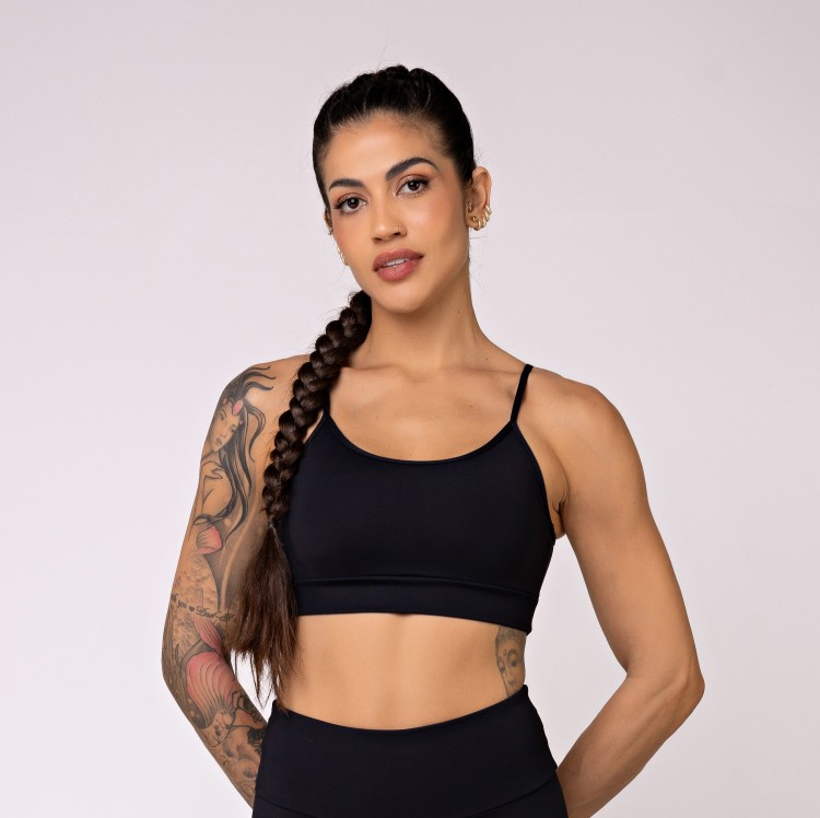 Top Com Alças Finas Dunas Preto