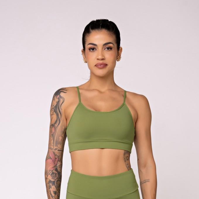 Top Com Alças Finas Dunas Oliva