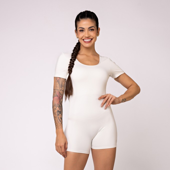 Macaquinho Manga Curta Impulso OffWhite