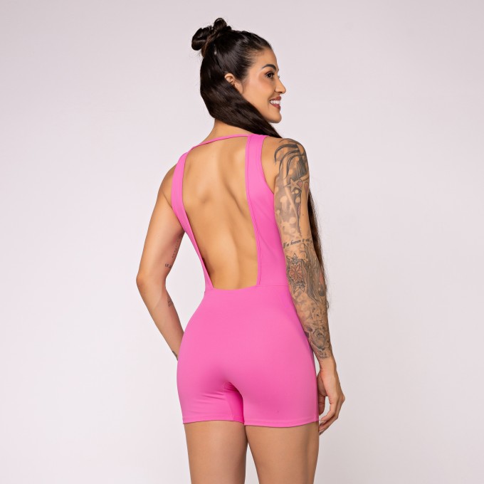 Macaquinho Alvorada com Detalhe Contrastarnte Rosa Chiclete