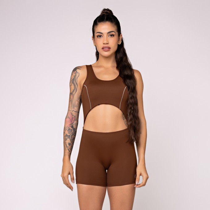 Macaquinho Alvorada com Detalhe Contrastante Cacau